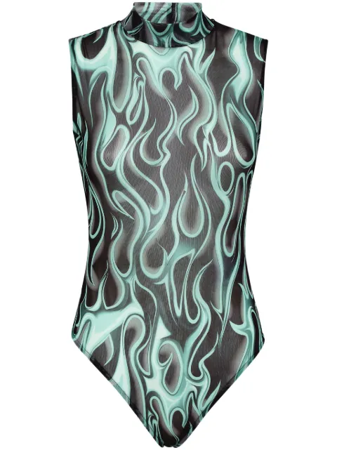 Philipp Plein Flame bodysuit Black SAECWRK0674PTE003N