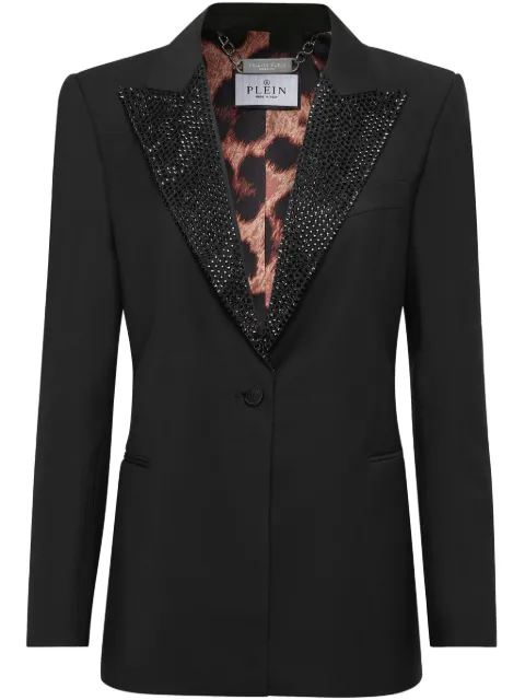Philipp Plein wool boxy blazer Skull strass Black SAECWRF0662PTE076N