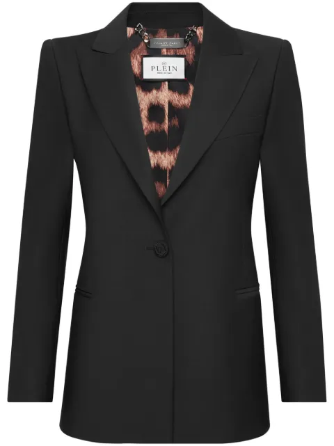Philipp Plein Skull-strass wool blazer Black SAECWRF0687PTE076N