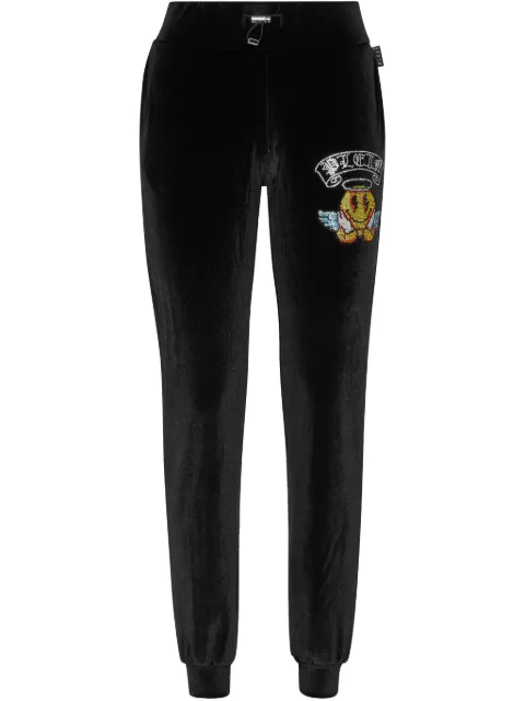 Philipp Plein velvet track pants Black SAECWJT2068PJO002N