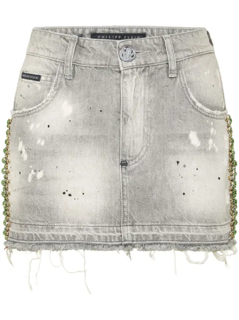 Philipp Plein crystal-embellished mini skirt Grey SAECWDV0221PDE004N