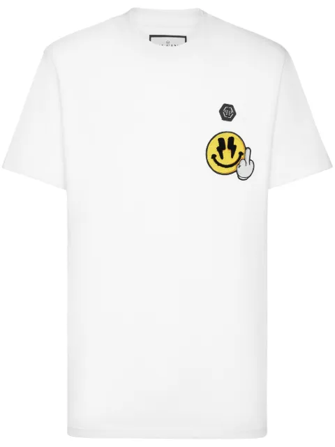 Philipp Plein smile-patch T-shirt White SAECMTK8134PJY002N