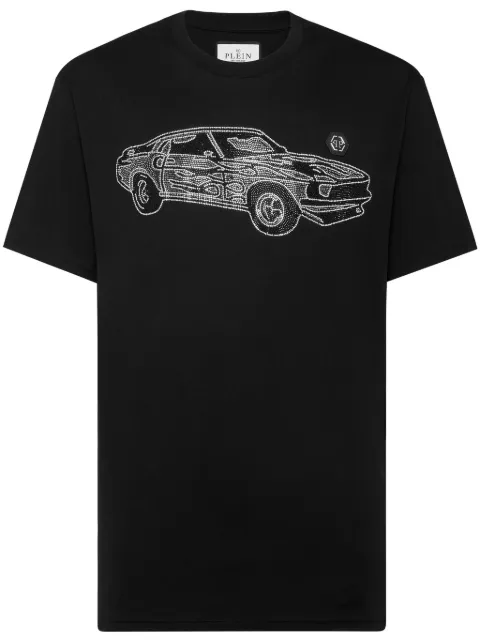 Philipp Plein Strass Cars Racing T-shirt Black SAECMTK8105PJY002N