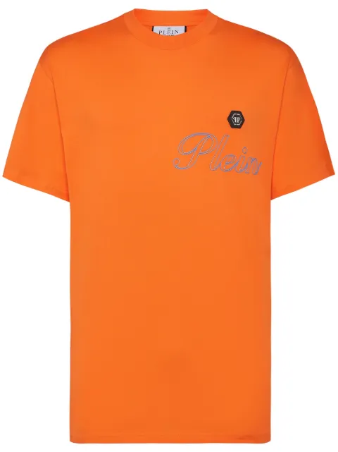Philipp Plein logo-print cotton T-shirt Orange SAECMTK8063PJY002N