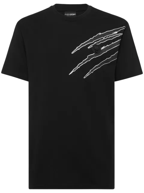 Plein Sport scratch-print T-shirt Black SAECMTK8019STE001N