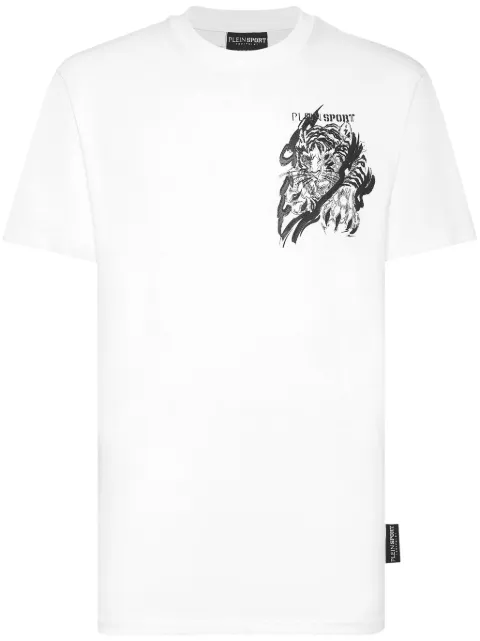 Plein Sport tiger-motif T-shirt White SAECMTK8014STE001N