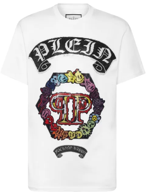 Philipp Plein Strass Smile T-shirt White SAECMTK7377PJY002N