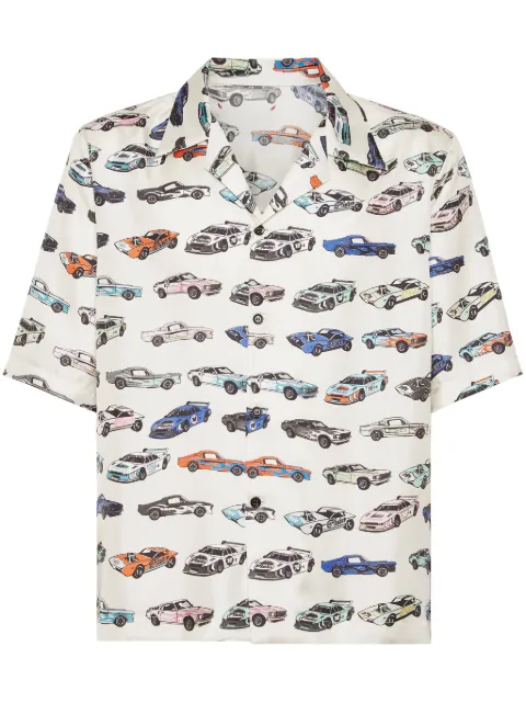 Philipp Plein Cars Racing bowling shirt White SAECMRP2354PTE028N