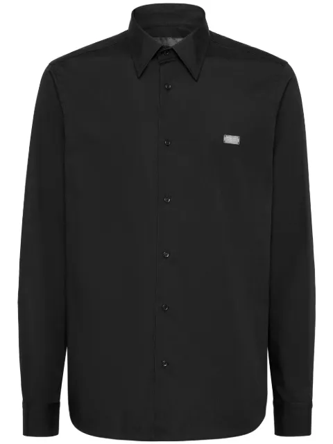 Philipp Plein strass-skull long-sleeve shirt Black SAECMRP2347PTE004N