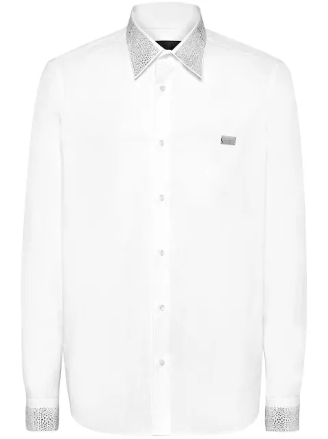 Philipp Plein crystal-embellished shirt White SAECMRP2338PTE004N