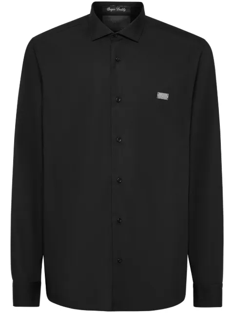 Philipp Plein shirt sugar daddy cut long-sleeve crystal skull Black SAECMRP2278PTE012N