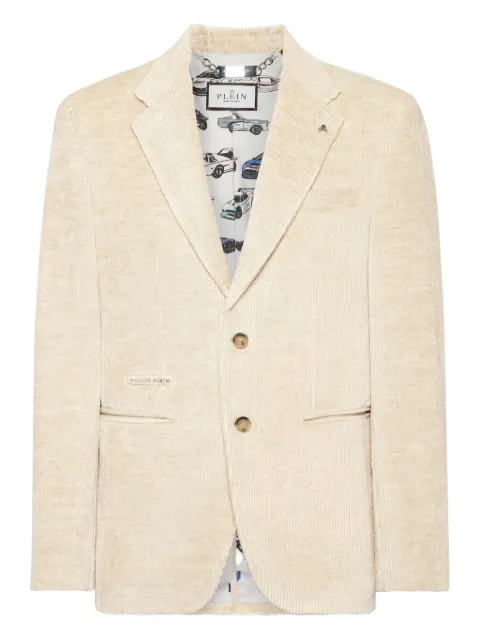 Philipp Plein embroidered-detail corduroy blazer Neutrals SAECMRF1931PTE086N