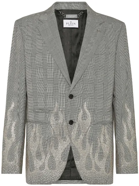 Philipp Plein rhinestone-flame embellished blazer Black SAECMRF1921PTE003N