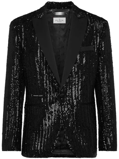 Philipp Plein embroidered lurex blazer Black SAECMRF1914PTE003N