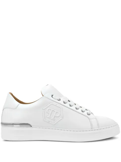 Philipp Plein Hexagon logo-debossed leather sneakers White SAESUSC0692PLE075N