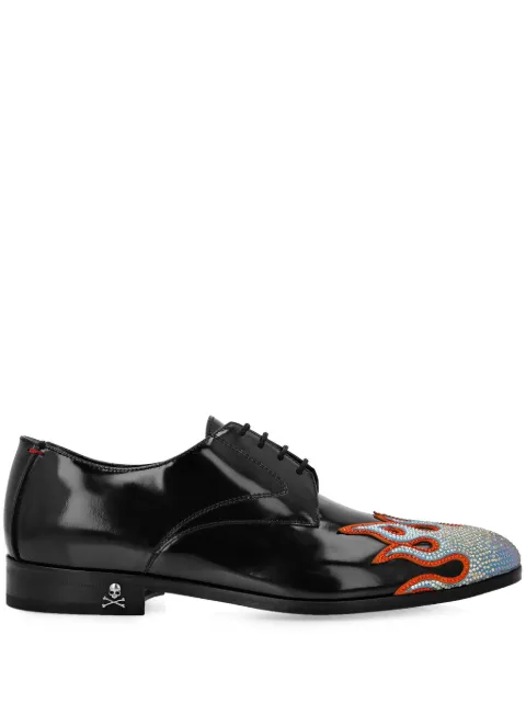 Philipp Plein flame-embellished Derby shoes Black SAESMSB0840PTE003N