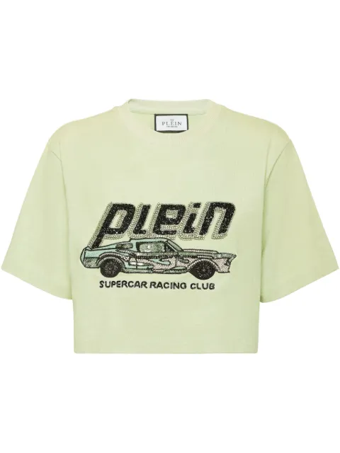 Philipp Plein Car cropped t-shirt Green SAECWTK3647PJY002N