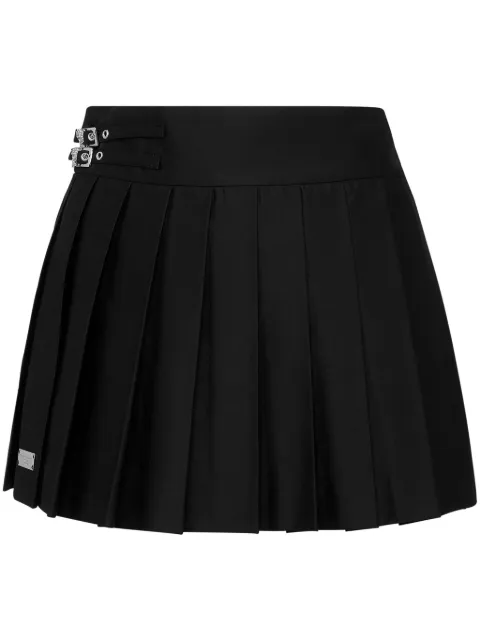 Philipp Plein Skull pleated mini skirt Black SAECWRV0599PTE012N