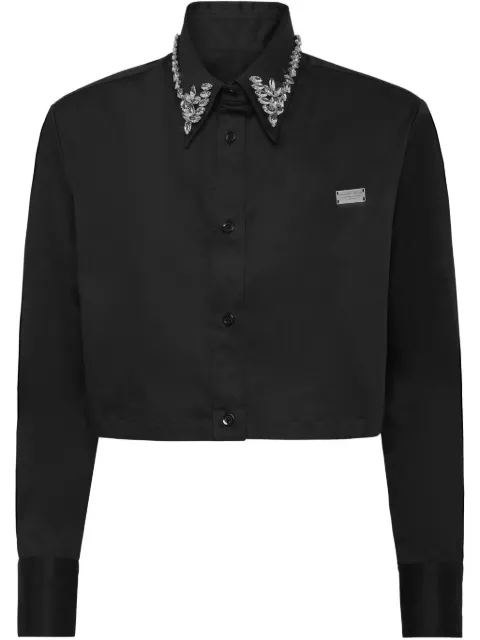 Philipp Plein Gothic Plein Cropped shirt Black SAECWRP0481PTE012N