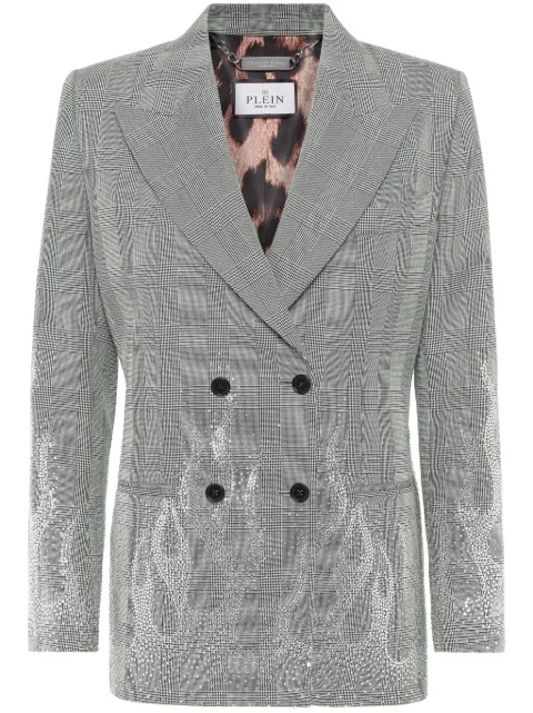 Philipp Plein checkered gold fit blazer flame Black SAECWRF0705PTE076N