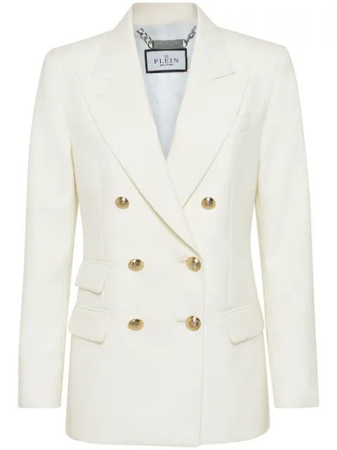 Philipp Plein Marine-fit wool blazer White SAECWRF0698PTE076N