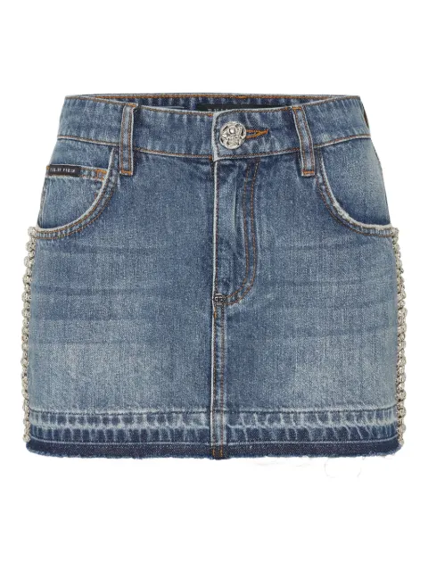 Philipp Plein rhinestone-embellished denim skirt Blue SAECWDV0221PDE004N