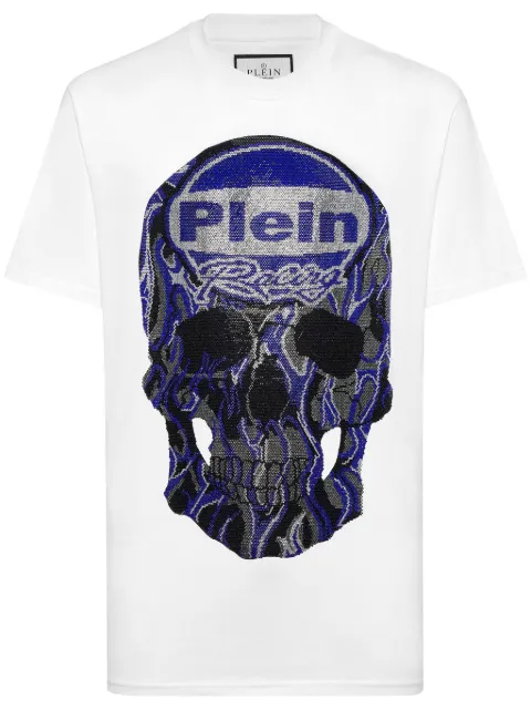Philipp Plein Strass Skull T-shirt White SAECMTK8083PJY002N