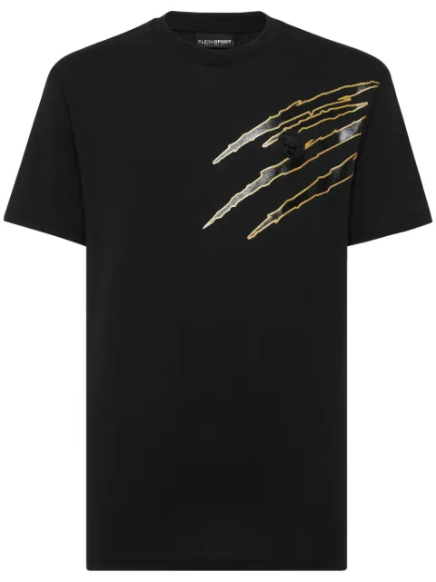 Plein Sport scratch-print T-shirt Black SAECMTK8019STE001N