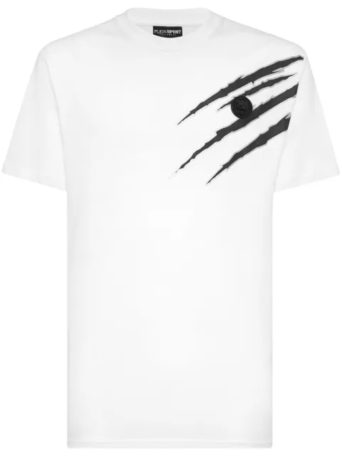 Plein Sport scratch-print T-shirt White SAECMTK8019STE001N