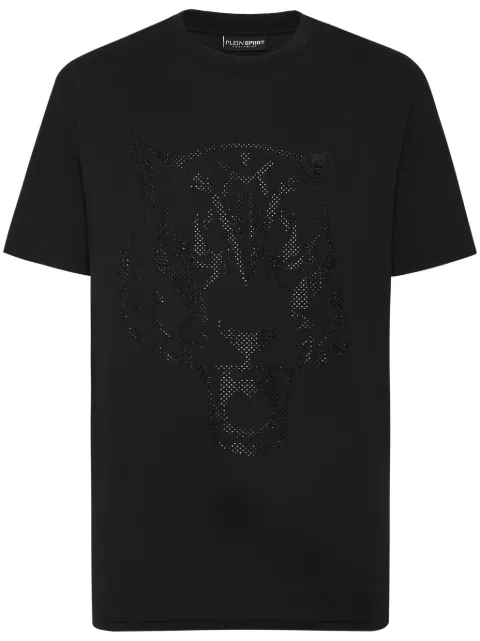 Plein Sport tiger-motif T-shirt Black SAECMTK8009STE001N