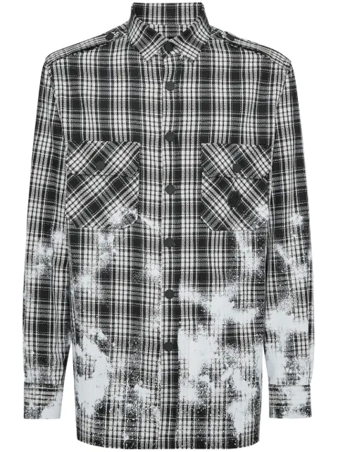 Philipp Plein checked long-sleeve shirt Black SAECMRP2358PTE003N