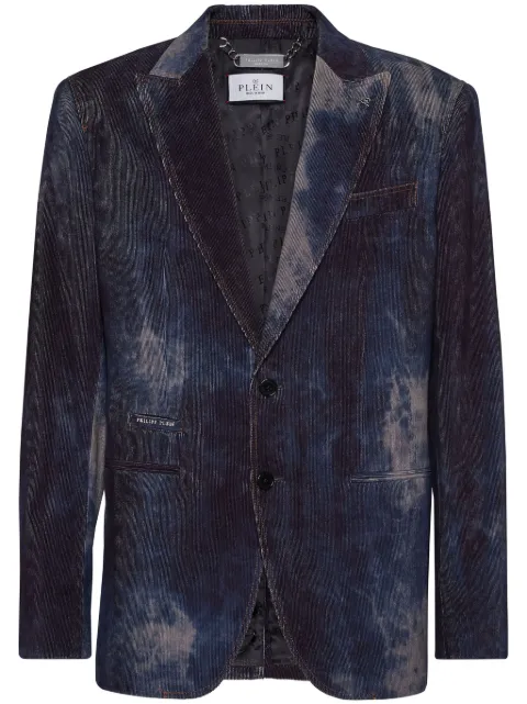 Philipp Plein bleached-effect velvet blazer Blue SAECMRF1856PTE086N