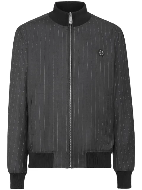 Philipp Plein pinstriped bomber jacket Grey SAECMRB2745PTE076N