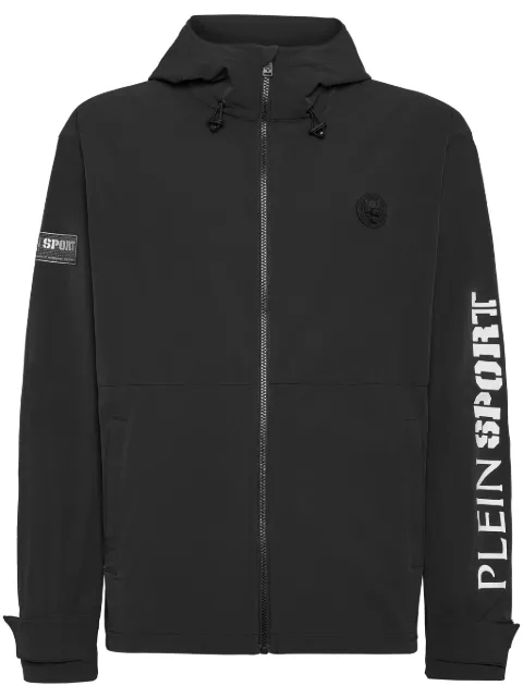 Plein Sport logo-print hooded jacket Black SAECMRB2677SNY003N