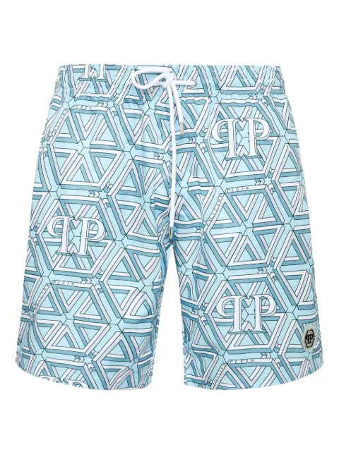 Philipp Plein monogram swim shorts Blue SAECMMX0156PTE003N