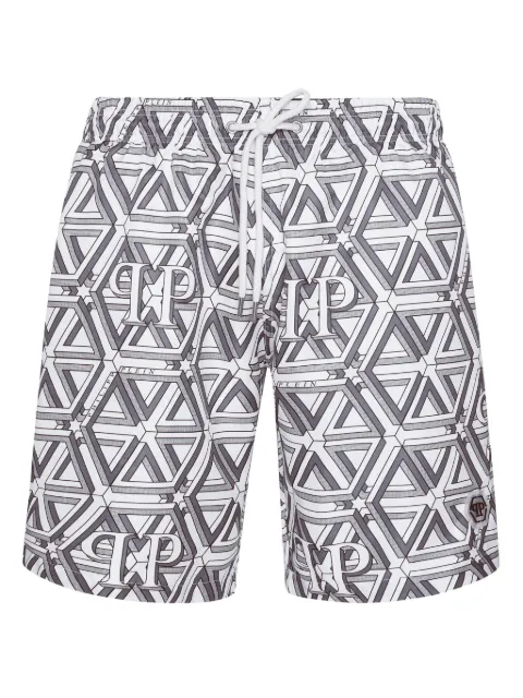 Philipp Plein Monogram Boxer swim shorts White SAECMMX0156PTE003N