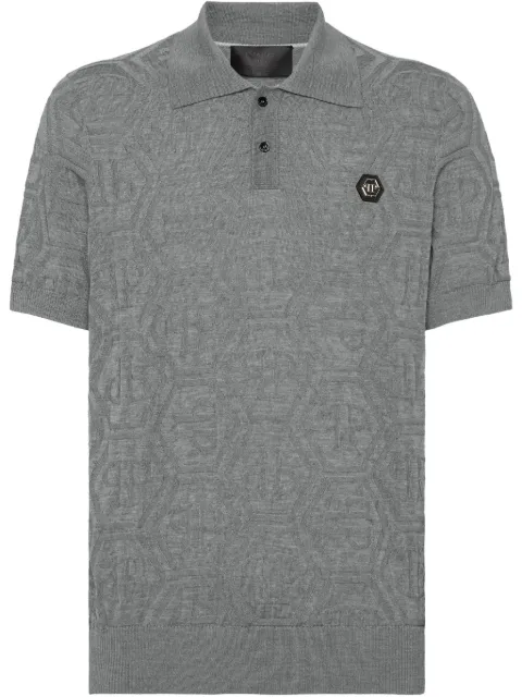 Philipp Plein monogram-jacquard polo shirt Grey SAECMKK0282PKN002N