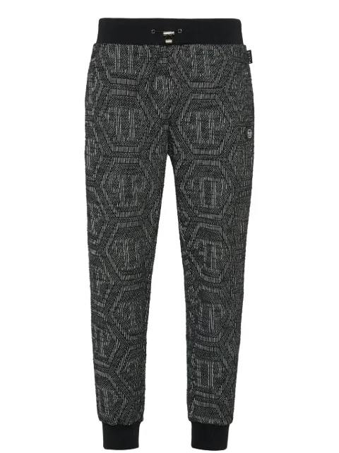 Philipp Plein monogram-jacquard track pants Black SAECMJT2529PTE003N