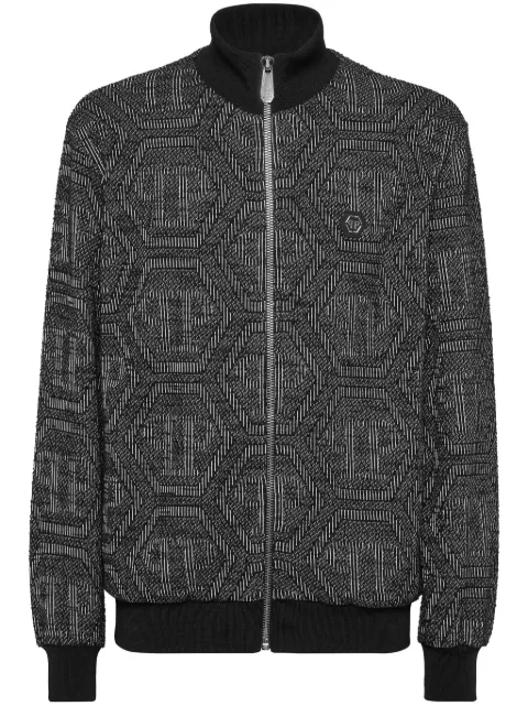Philipp Plein monogram-jacquard bomber jacket Black SAECMJB3638PTE003N