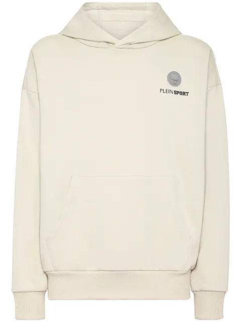 Plein Sport logo-print hoodie Grey SAECMJB3578STE001N