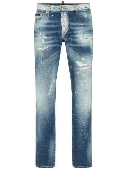 Philipp Plein super straight cut trousers Paisley Bandana Blue SAECMDT3972PDE004N
