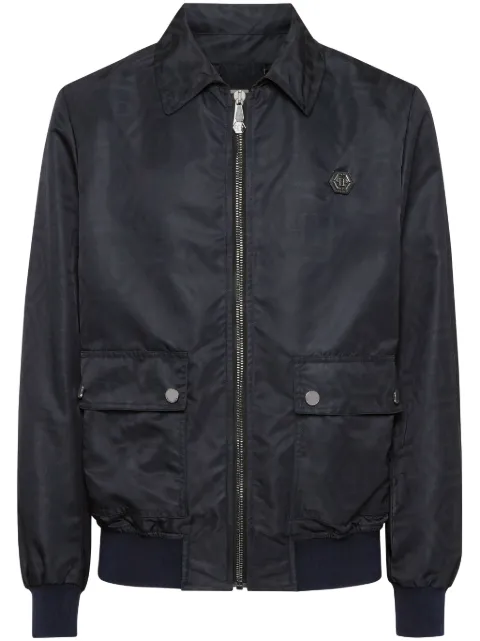 Philipp Plein monogram-jacquard bomber jacket Blue SAECMRB2601PNY002N