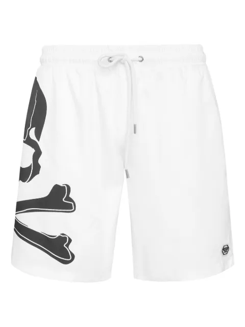 Philipp Plein Skull & Bones swim shorts White SAECMMX0179PTE003N