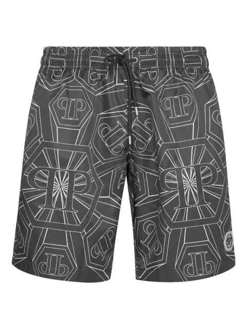 Philipp Plein monogram swim shorts Grey SAECMMX0157PTE003N