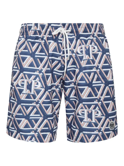 Philipp Plein Monogram Boxer swim shorts Blue SAECMMX0156PTE003N