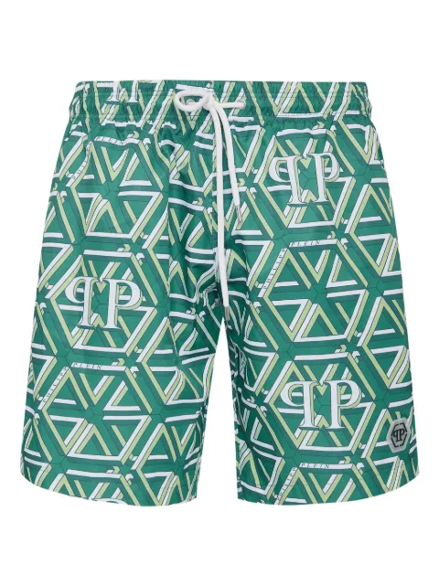 Philipp Plein monogram-print swim shorts Green SAECMMX0156PTE003N