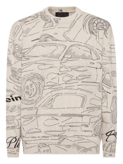 Philipp Plein Cars Racing jumper White SAECMKO1463PKN002N