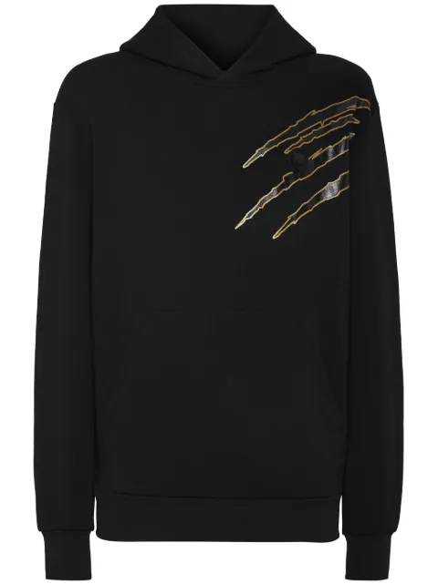 Plein Sport graphic-print hoodie Black SAECMJB3588STE001N