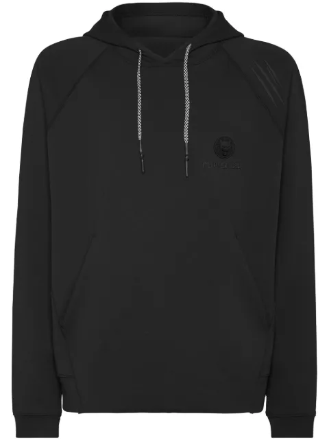 Plein Sport logo-patch hoodie Black SAECMJB3582STE003N