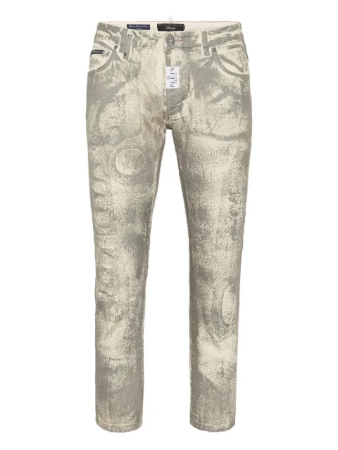 Philipp Plein metallic-splatter jeans Neutrals SAECMDT4029PDE004N